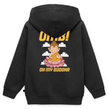 Bouddhisme bouddhiste - Sweat Premium à capuche zippé enfant bio - noir - Dos - AI Model Kid Male (0cm)
