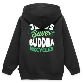 Bouddhisme bouddhiste - Sweat Premium à capuche zippé enfant bio - noir - Dos - AI Model Kid Male (0cm)
