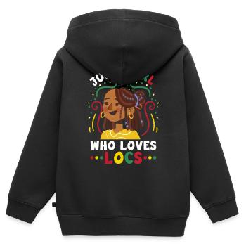 Dreadlocks Rasta Rastafari - Sweat Premium à capuche zippé enfant bio - noir - Dos - AI Model Kid Male (0cm)