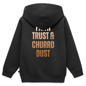Glaube, Vertrauen Und Churro-staub - Kinder Premium Organic Zip Hoodie - Schwarz - Hinten - AI Model Kid Male (0cm)
