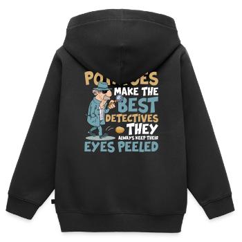 Potatoes Make The Best Detectives Eyes Peeled - Kinder Premium Organic Zip Hoodie - Schwarz - Hinten - AI Model Kid Male (0cm)