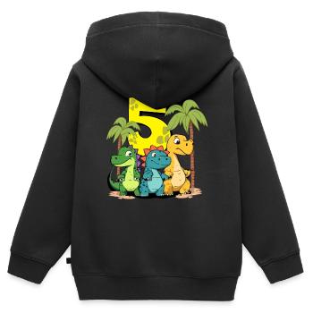 Cute Dinosaurs I'm 5 - action dino birthday - Kinder Premium Organic Zip Hoodie - Schwarz - Hinten - AI Model Kid Male (0cm)