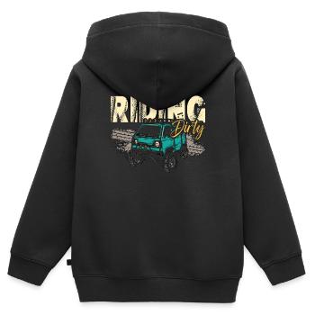 Course hors route Conduite Dirty Road Trip Motocross - Sweat Premium à capuche zippé enfant bio - noir - Dos - AI Model Kid Male (0cm)