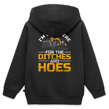 Conducteur d’excavatrice ici pour les fossés et les houes - Sweat Premium à capuche zippé enfant bio - noir - Dos - AI Model Kid Male (0cm)