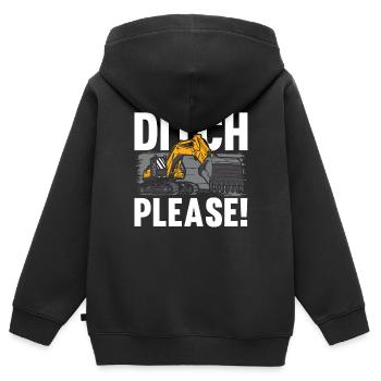Fossé de conducteur d’excavatrice s’il vous plaît - Sweat Premium à capuche zippé enfant bio - noir - Dos - AI Model Kid Male (0cm)