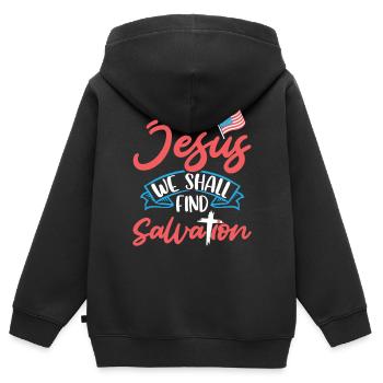 In Jesus we will find salvation American - Kids Premium Organic Zip-up Hoodie - black - Back - AI Model Kid Male (0cm)