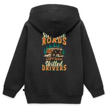 Les courses hors route sur routes droites ne font pas de roadtrip - Sweat Premium à capuche zippé enfant bio - noir - Dos - AI Model Kid Male (0cm)
