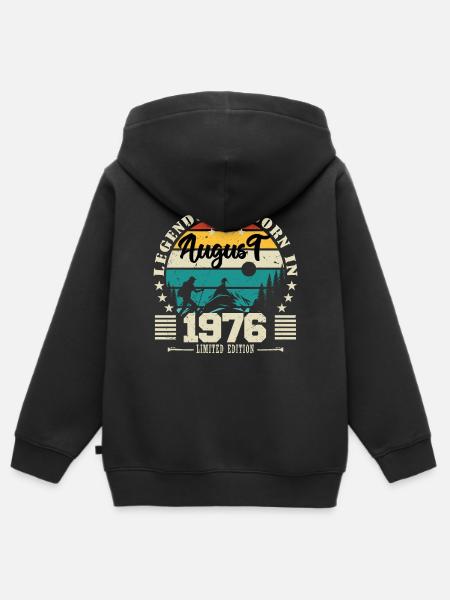 Aout 1976. Cadeau d'anniversaire août 1976. August - Premium børne zip-hættetrøje økologisk - sort