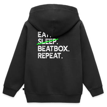 Beatboxer - Eat Sleep Beatbox Repeat - Beatboxing - Sweat Premium à capuche zippé enfant bio - noir - Dos - AI Model Kid Male (0cm)