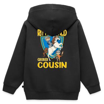 Ich Werde Großer Cousin Ritter bald Cousin - Kinder Premium Organic Zip Hoodie - Schwarz - Hinten - AI Model Kid Male (0cm)