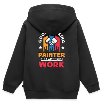 Painter Good Looking Painter Paint Brush Painting - Kinder Premium Organic Zip Hoodie - Schwarz - Hinten - AI Model Kid Male (0cm)