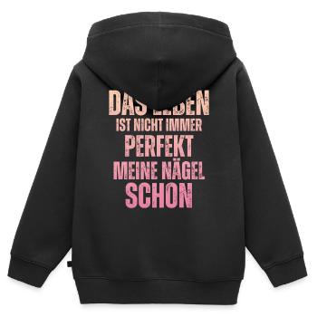 La vie n’est pas toujours parfaite Concepteur d’ongles - Sweat Premium à capuche zippé enfant bio - noir - Dos - AI Model Kid Male (0cm)