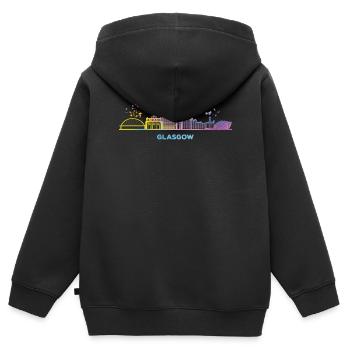 Glasgow Skyline Cityscape Glasgow - Sweat Premium à capuche zippé enfant bio - noir - Dos - AI Model Kid Male (0cm)