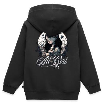 Alt Girl Alternative Girl - Sweat Premium à capuche zippé enfant bio - noir - Dos - AI Model Kid Male (0cm)