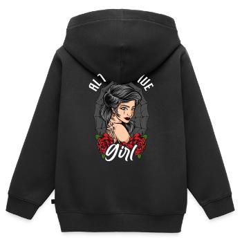 Alternative Girl Alt Girl Egirl - Sweat Premium à capuche zippé enfant bio - noir - Dos - AI Model Kid Male (0cm)