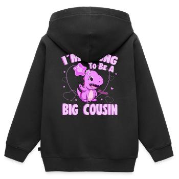I'm Going To Be A Big Cousin Dinosaur Graphic Idea - Kinder Premium Organic Zip Hoodie - Schwarz - Hinten - AI Model Kid Male (0cm)