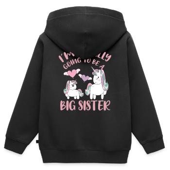 I`m Finally Going To Be A Big Sister Unicorn Gift - Kinder Premium Organic Zip Hoodie - Schwarz - Hinten - AI Model Kid Male (0cm)