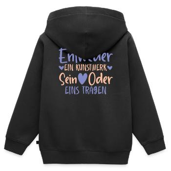 Entweder ein Kunstwerk Sein Nageldesignerin - Kinder Premium Organic Zip Hoodie - Schwarz - Hinten - AI Model Kid Male (0cm)