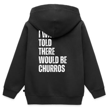 Mir Wurde Gesagt, Es Würde Churros Geben - Kinder Premium Organic Zip Hoodie - Schwarz - Hinten - AI Model Kid Male (0cm)