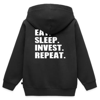 Eat Sleep Invest Repeat - Stock Market Trading Inv - Kinder Premium Organic Zip Hoodie - Schwarz - Hinten - AI Model Kid Male (0cm)