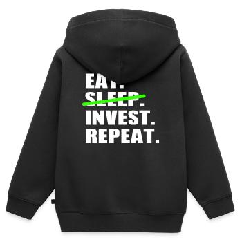 Eat Sleep Invest Repeat - Stock Market Day Trading - Kinder Premium Organic Zip Hoodie - Schwarz - Hinten - AI Model Kid Male (0cm)