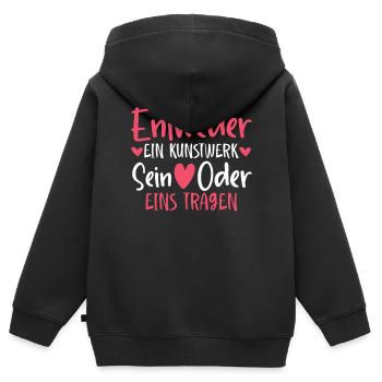 Entweder ein Kunstwerk Sein Nageldesignerin - Kinder Premium Organic Zip Hoodie - Schwarz - Hinten - AI Model Kid Male (0cm)