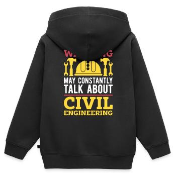 Avertissement d’ingénieur civil peut constamment entrepreneur - Sweat Premium à capuche zippé enfant bio - noir - Dos - AI Model Kid Male (0cm)