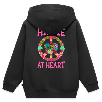 Paix Groovy - Sweat Premium à capuche zippé enfant bio - noir - Dos - AI Model Kid Male (0cm)