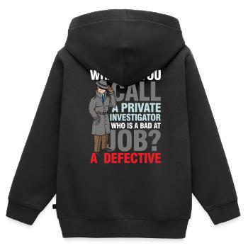 Private Investigator Defective - Kinder Premium Organic Zip Hoodie - Schwarz - Hinten - AI Model Kid Male (0cm)