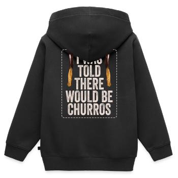 Mir Wurde Gesagt, Es Würde Churros Geben - Kinder Premium Organic Zip Hoodie - Schwarz - Hinten - AI Model Kid Male (0cm)