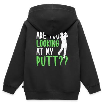 Siehst Du Dir Meinen Putt Golfer Golf An? - Kinder Premium Organic Zip Hoodie - Schwarz - Hinten - AI Model Kid Male (0cm)