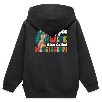 Frieden Groovy - Kinder Premium Organic Zip Hoodie - Schwarz - Hinten - AI Model Kid Male (0cm)