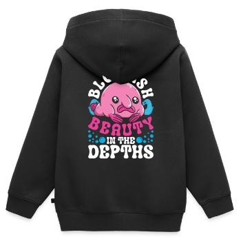 Blobfisch Blobfish Beauty In The Depths - Kids Premium Organic Zip-up Hoodie - black - Back - AI Model Kid Male (0cm)