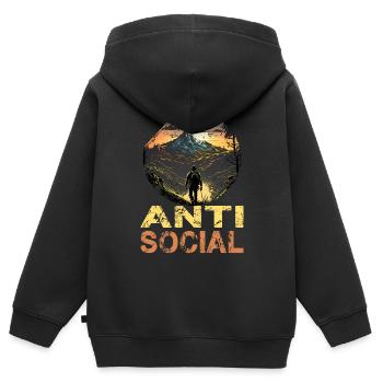 Antisozial Wandern Wanderung für eine Wanderer - Kinder Premium Organic Zip Hoodie - Schwarz - Hinten - AI Model Kid Male (0cm)
