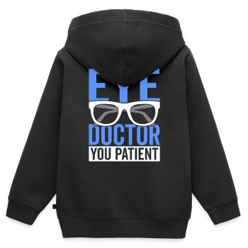 Ophtalmologiste, vous, patient, ophtalmologiste, opticien, - Sweat Premium à capuche zippé enfant bio - noir - Dos - AI Model Kid Male (0cm)
