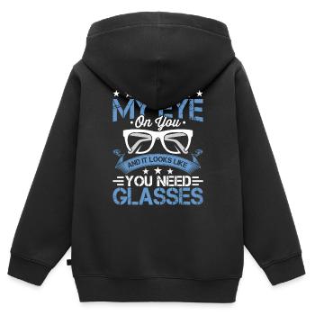 Ophtalmologiste Vous avez besoin de lunettes, opticien, - Sweat Premium à capuche zippé enfant bio - noir - Dos - AI Model Kid Male (0cm)
