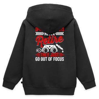 Les ophtalmologistes ne prennent jamais leur retraite. Optométriste - Sweat Premium à capuche zippé enfant bio - noir - Dos - AI Model Kid Male (0cm)