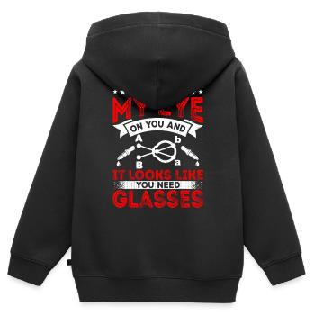 Ophtalmologiste Vous avez besoin de lunettes, opticien, - Sweat Premium à capuche zippé enfant bio - noir - Dos - AI Model Kid Male (0cm)