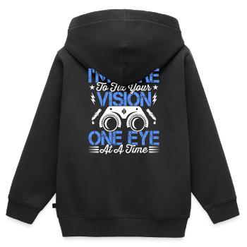 Ophtalmologiste Corrigez votre vision Opticiens - Sweat Premium à capuche zippé enfant bio - noir - Dos - AI Model Kid Male (0cm)