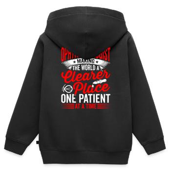L’ophtalmologiste rend le monde plus clair opticiens - Sweat Premium à capuche zippé enfant bio - noir - Dos - AI Model Kid Male (0cm)