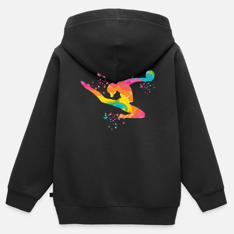 Ginnasta con ginnastica ritmica con palla - Felpa Premium con cappuccio con zip bambino bio - nero