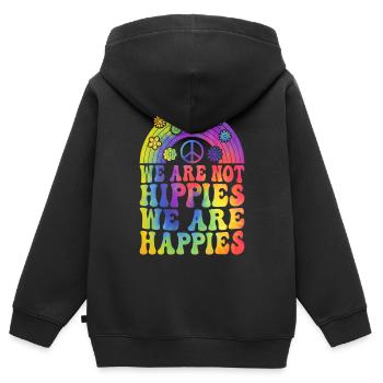 Peace Kindness - Kids Premium Organic Zip-up Hoodie - black - Back - AI Model Kid Male (0cm)