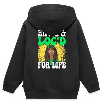 Dreadlocks Rasta - Sweat Premium à capuche zippé enfant bio - noir - Dos - AI Model Kid Male (0cm)