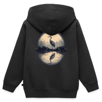 Majestic grey heron - Kids Premium Organic Zip-up Hoodie - black - Back - AI Model Kid Male (0cm)
