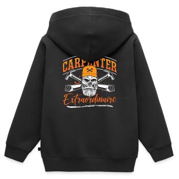 Carpenter Extraordinaire Woodworker Carpentry - Kids Premium Organic Zip-up Hoodie - black - Back - AI Model Kid Male (0cm)