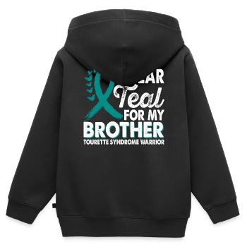 Tragen Sie Blaugrün Für Den Monat Des Bewusstseins - Kinder Premium Organic Zip Hoodie - Schwarz - Hinten - AI Model Kid Male (0cm)