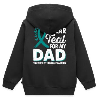 Tragen Sie Blaugrün Für Den Monat Des Bewusstseins - Kinder Premium Organic Zip Hoodie - Schwarz - Hinten - AI Model Kid Male (0cm)