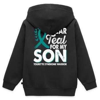 Tragen Sie Blaugrün Für Den Monat Des Bewusstseins - Kinder Premium Organic Zip Hoodie - Schwarz - Hinten - AI Model Kid Male (0cm)