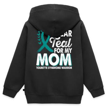 Tragen Sie Blaugrün Für Den - Kinder Premium Organic Zip Hoodie - Schwarz - Hinten - AI Model Kid Male (0cm)