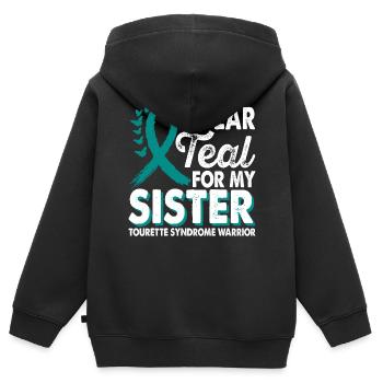 Tragen Sie Blaugrün Für Den Monat Der Aufklärung - Kinder Premium Organic Zip Hoodie - Schwarz - Hinten - AI Model Kid Male (0cm)
